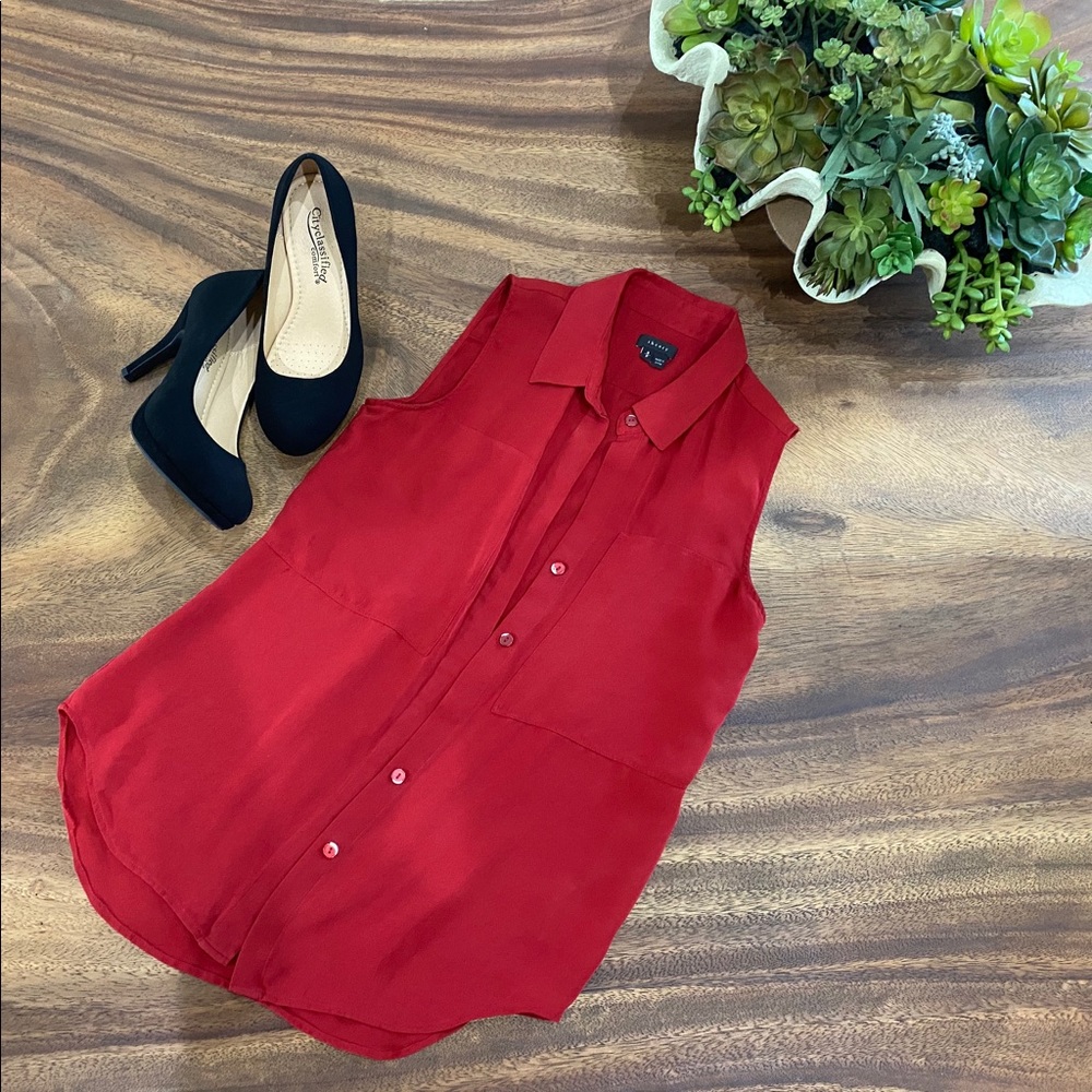 Theory Red Button Down Shirt